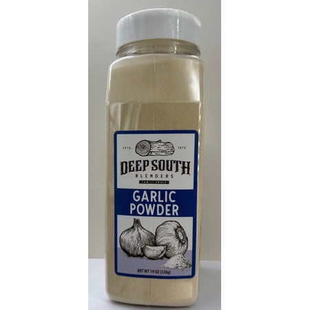 Deep South Brand Fresh Garlic Powder Packed in 19 oz Large Resealable Plastic Jars. Single Fresh Spice.