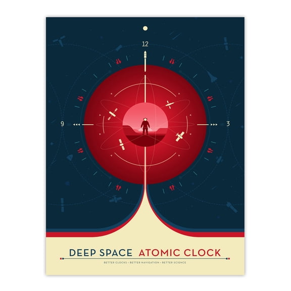 Deep Space Atomic Clock Red Earth Orbit Spacecraft Radio Navigation Science Tracking NASA Exploration Unframed Wall Art Print Poster Home Decor Premium
