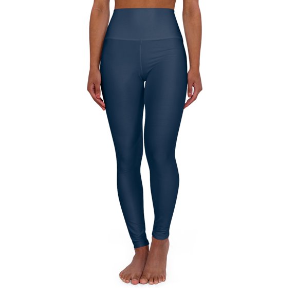 Deep Space Blue High-Waisted Yoga Leggings Women's Seamless Poly-Span Navy Athletic Tights for Pilates