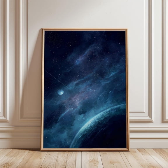 Deep Space Landscape Cosmic Galaxy Illustration Modern Art, Unframed Poster