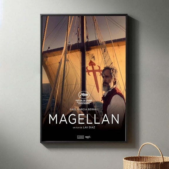 Deep Space Magellan Exploration Vessel Minimalist Black and White Mid-Century Modern Wall Art, Unframed Canvas