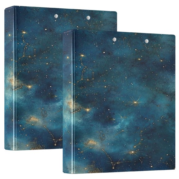 Deep Space Nebula 12.4x10.6in PVC Round Ring Binder, D-Ring 3-Hole, Metal Clip, 200 Sheets