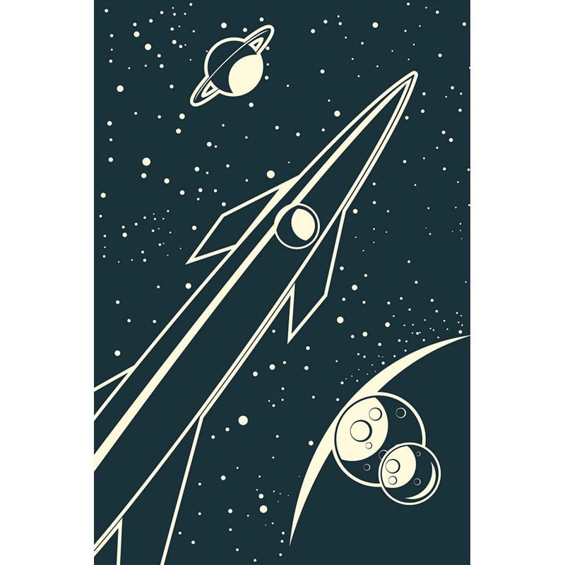 Deep Space Rocket Graphic Art Canvas Print