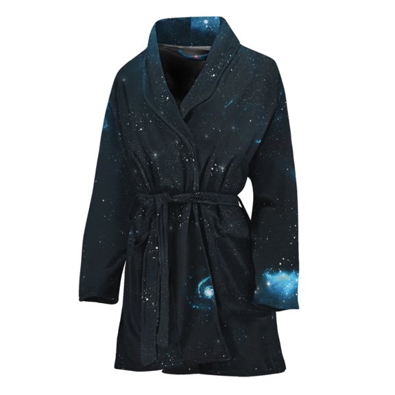 Deep Space Women Bathrobe One Size Univeral Fits Fashion Lightweight Plush Fleece Long Robe For Women