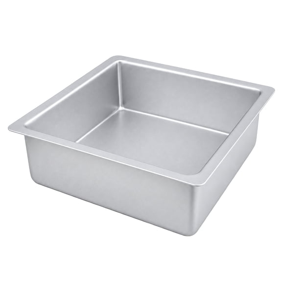 Deep Square Cake Pan with Straight Profile Fixed Bottom, Thickened Aluminum Baking Pan for Tall Cakes, Cheese Cakes, and Water-Bath Recipes