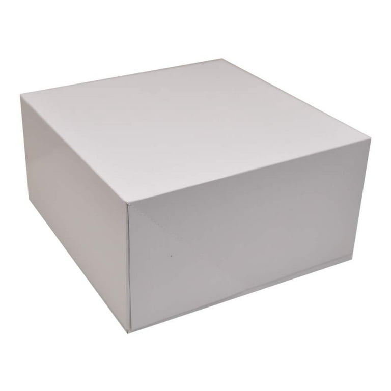 Joyful Party Deep Square Cardboard Box with Lid, 10x10 inch, White Deep Gift Box, 2 Packs of 4 (8 Total)