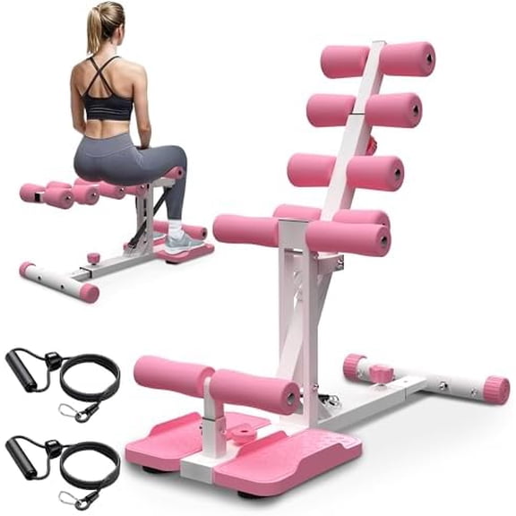 Deep Squat Machine for Home-Glutes Trainer Machine with Resistance Bands Squat Assist Trainer for Core & Legs Workout Ideal for Home Gym, Apartment & Office-White Pink$$Sport & Recreation Other