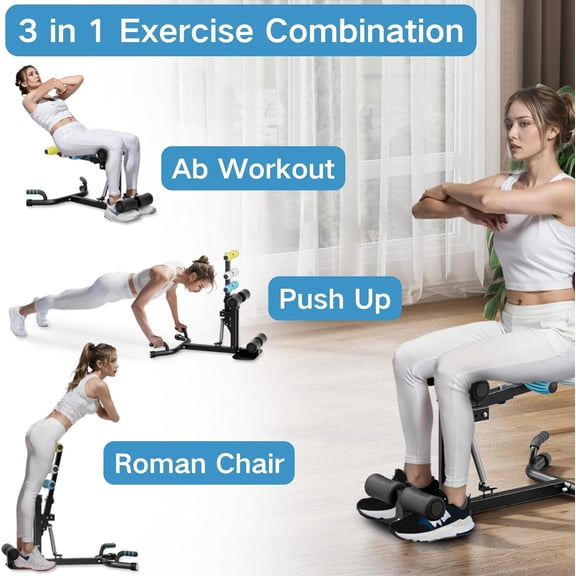 Deep Squat Machine with Roman Chair Function Adjustable Glutes Trainer for Home Gym Core Abs Low Impact Lower Body Workouts