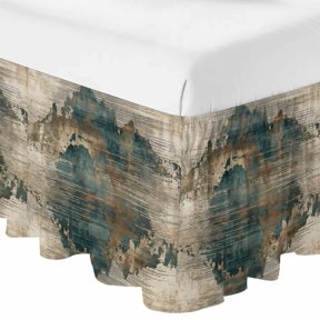 Deep Teal Peaks Ruffle Bed Skirt Queen Size Gradients Rust Mountains Industrial Rustic Adjustable Elastic Dust Bed Skirts Wrap Around Bedskirt Wrinkle Free Easy Fit with 18 Inch Drop