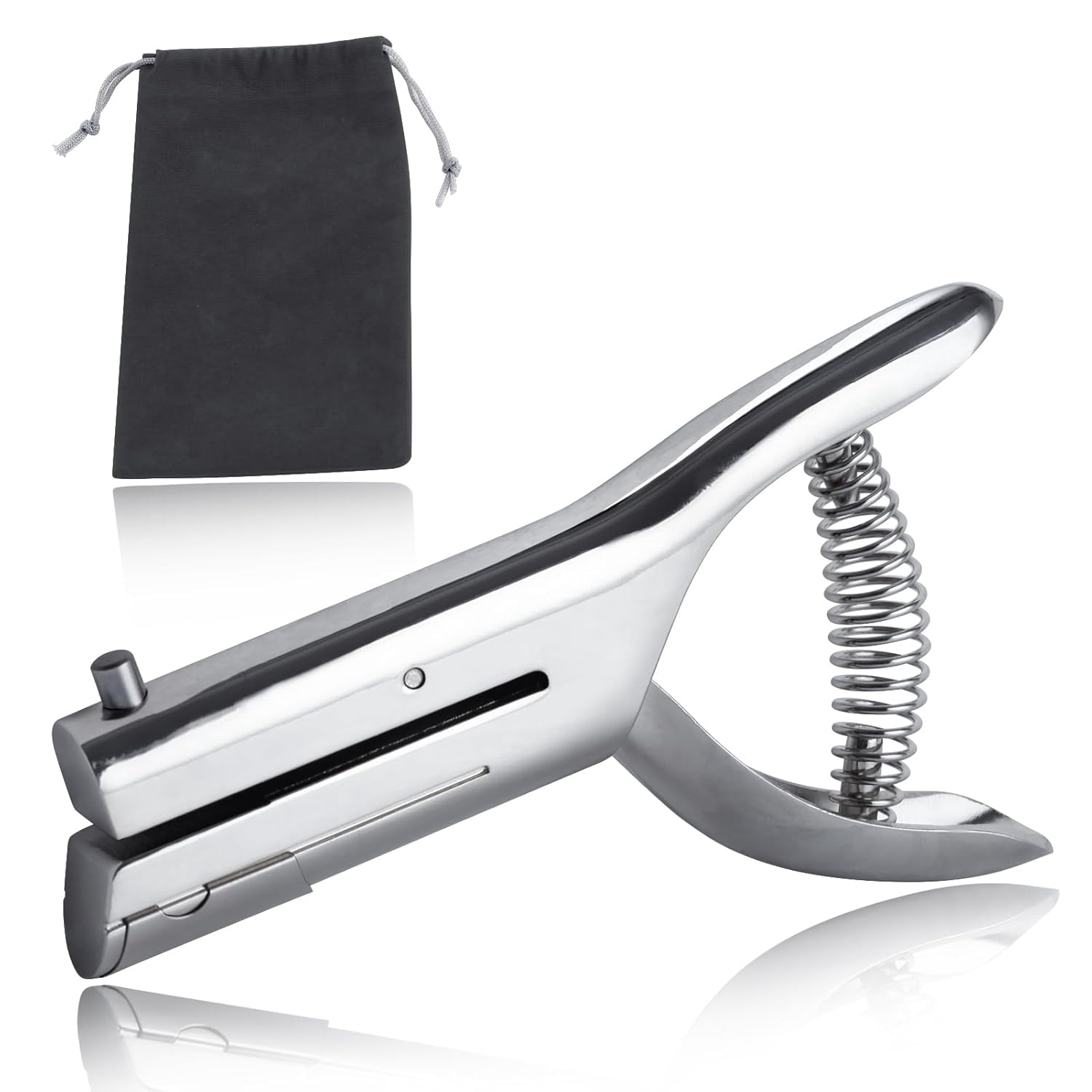 Deep Throat Heavy Duty Hand Held Single Hole Punch 1/8 inch (3 mm) for Paper ID PVC Cards Plastic Cardboard Photos