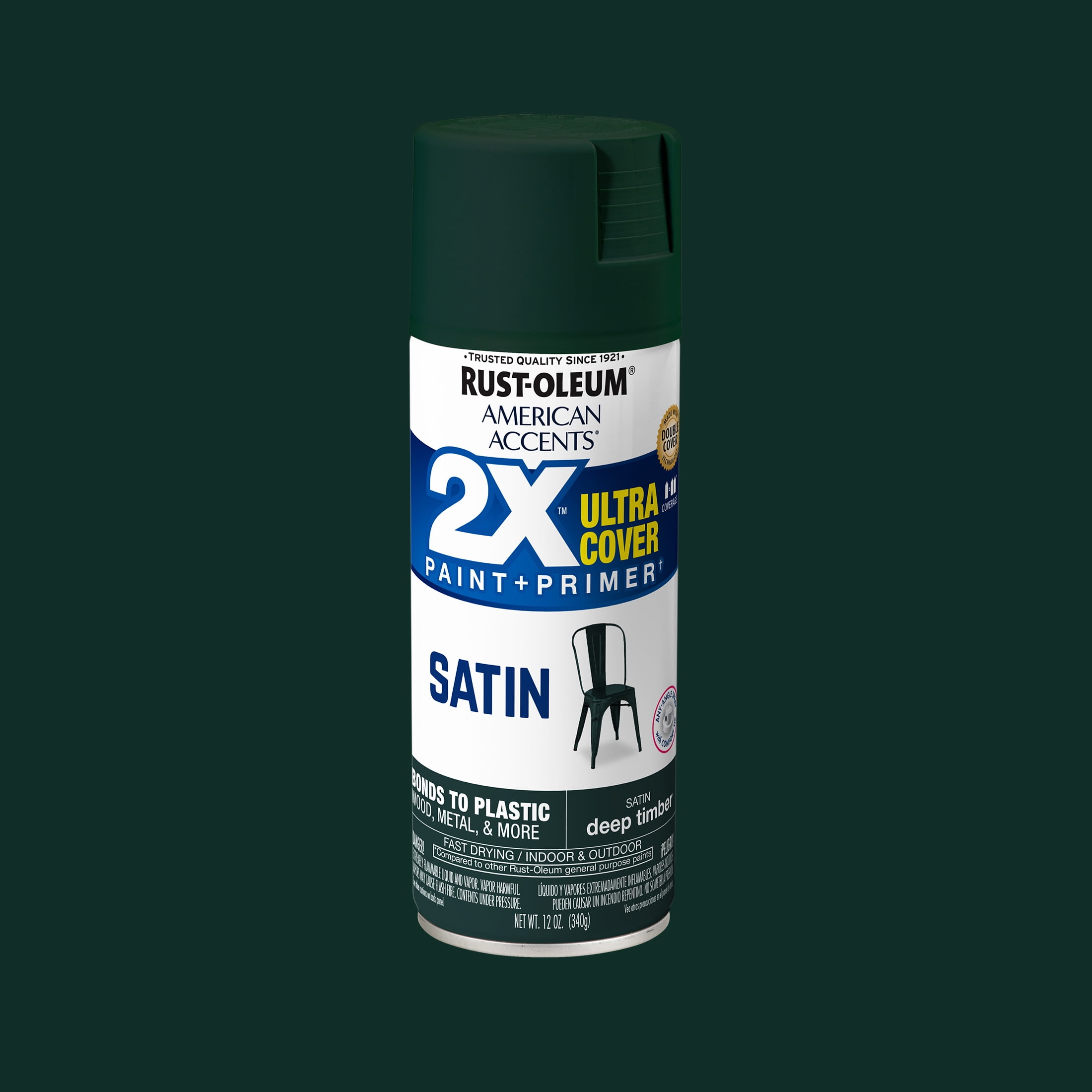 Deep Timber, Rust-Oleum American Accents 2X Ultra Cover Satin Spray Paint-393537, 12 oz