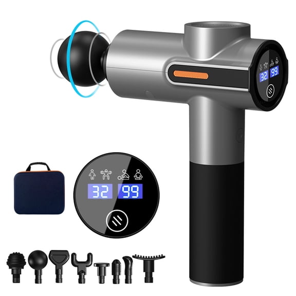 Deep Tissue Massage Gun for Athletes, Professional Percussion Massager with 8 Interchangeable Heads and LED Display, Cordless Recovery Tool