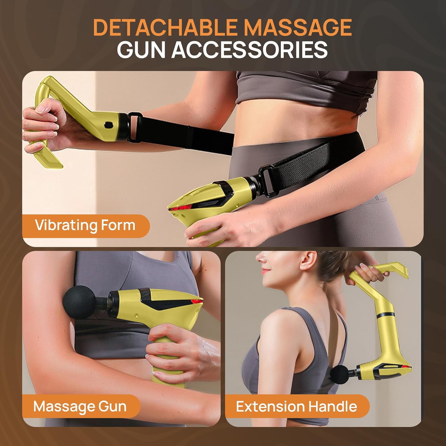 Deep Tissue Massage Gun with Belt & Handle, 12 Speeds LCD Screen, Quiet Motor for Muscle Recovery