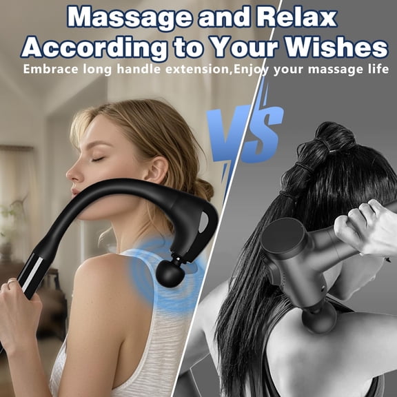 Deep Tissue Massage Gun with Extension Handle - 10mm Percussion Massager for Neck, Back & Shoulder Pain Relief