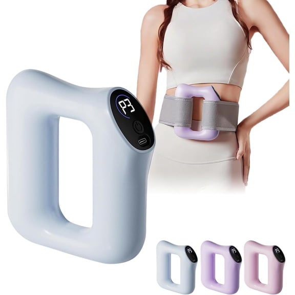 Deep Tissue Percussion Massage Gun, Ergonomic Fascia Blaster with 3 Modes & 5 Levels, Fascia Ring Massager with Belt for Muscle Relief & Full-Body Relaxation (Blue)