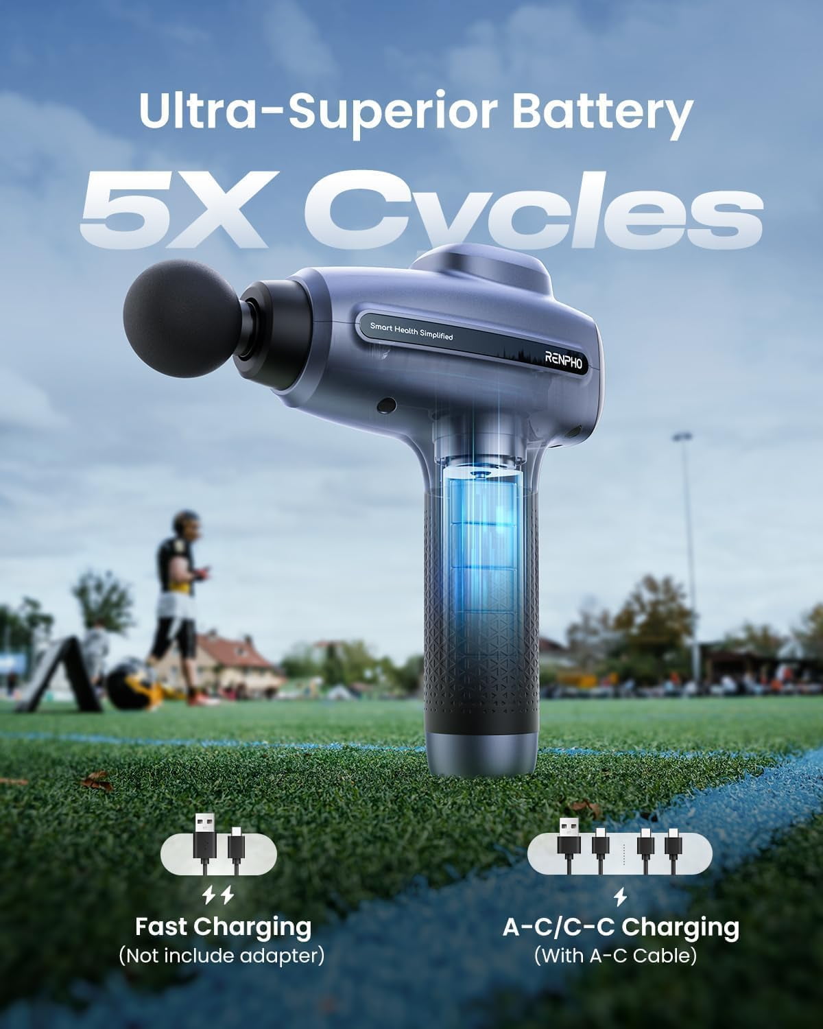 Deep Tissue Percussion Massage Gun for Athletes with 15 Speeds and LED Touchscreen