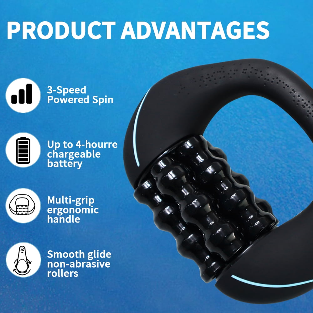 Deep Tissue Percussive Massager with Rolling Function - 3-Speed Portable Muscle Recovery Tool for Runners, Gym & Home Use - Rechargeable Handheld Massage Gun for Back, Legs & Shoulders