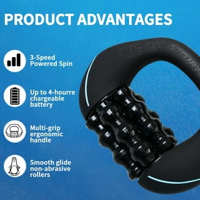 Deep Tissue Percussive Massager with Rolling Function - 3-Speed Portable Muscle Recovery Tool for Runners, Gym & Home Use - Rechargeable Handheld Massage Gun for Back, Legs & Shoulders