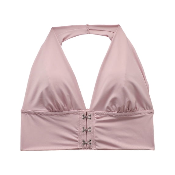 Deep V‑Neck Backless Bra for Women Front Clasp Crop‑Top Style Summer Undergarment