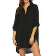 thumbnail image 1 of Deep V Neck Fashion Beach Sun Protection Cover Up Swimsuit Chiffon Shirt Dress, 1 of 11