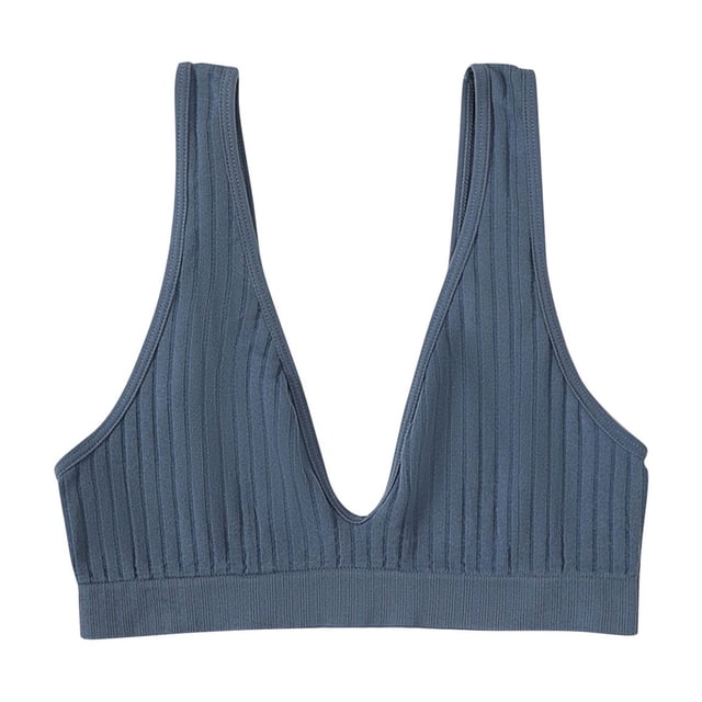 Deep V-Neck Sports Bras for Women - Sexy Sleeveless Padded Wireless ...