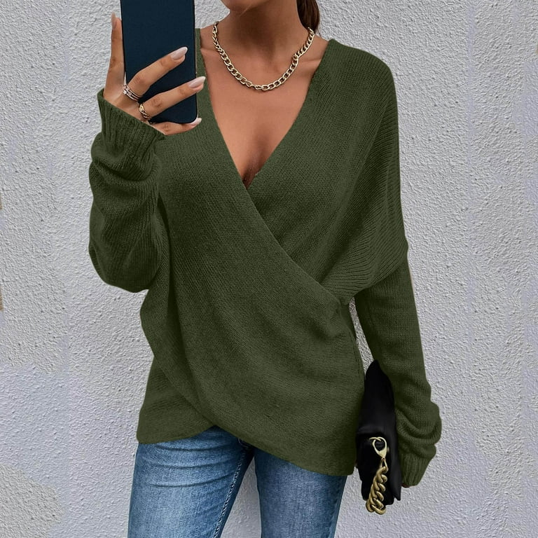 Sexy Cross Solid Color V- neck Knitting Sweaters Sexy Cross Solid Color V- neck Knitting Sweaters