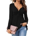 thumbnail image 1 of Deep V-Neck Women Long Sleeve Cross Criss Slim Fit T-Shirt Female Blouse Tops, 1 of 4