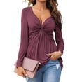 thumbnail image 1 of Deep V-Neck Women Long Sleeve Cross Criss Slim Fit T-Shirt Female Blouse Tops, 1 of 4