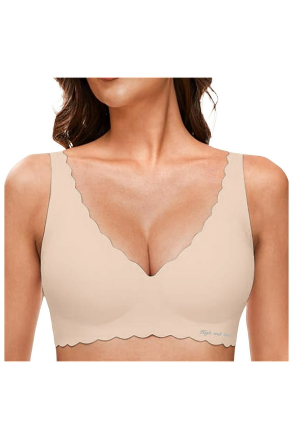 Deep V Petal Bras For Women Wireless Comfort Seamless Bralette Soft Support Everyday Wear T-Shirt Bra Lightweight Breathable