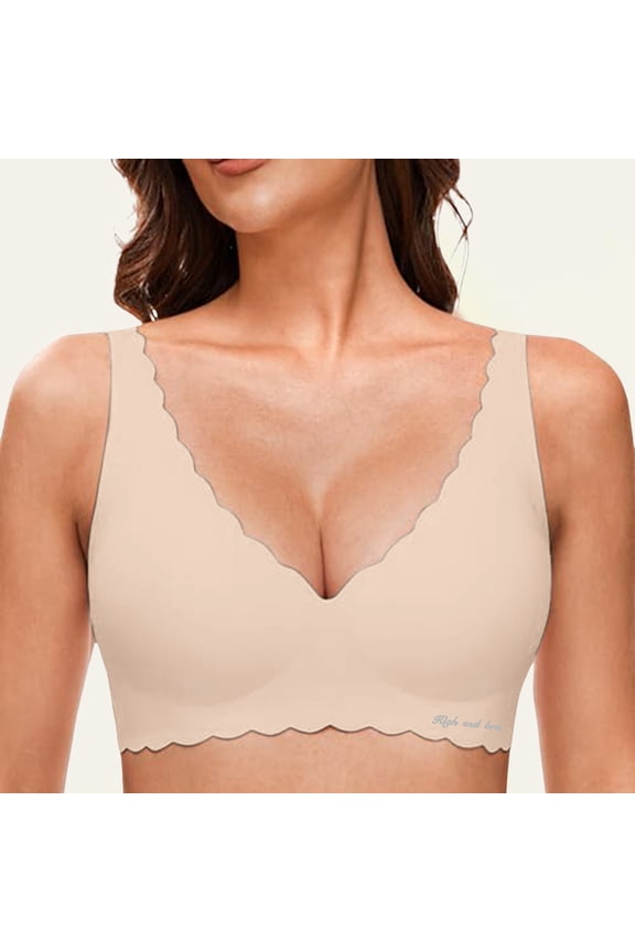 Deep V Petal Bras For Women No Underwire Soft Wireless Bralettes Comfort Seamless Bras plus Size Compression Bra Bra for Women Woman's Bra Tan Sports Bra Tight Sports Bras for Women Strapless Front