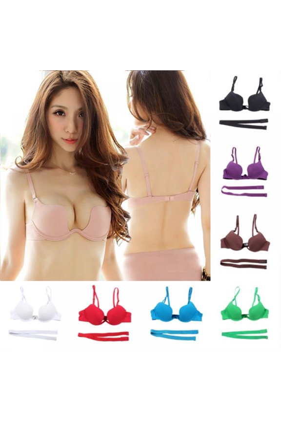 Deep V Plunge Push Up Convertible Bra, Max Cleavage Booster Shaper, Wear Multiple Ways B Cup