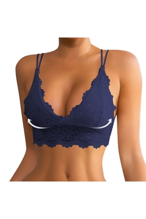 Deep V Push up Bra for Women Floral Lace Bralettes Bras Triangle Cup Strappy Removable Padded Cami Crop Bras