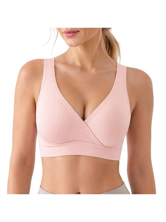 Deep‑V Wrap‑Front Wireless Nursing Bra for Women Soft Stretchy Postpartum Daily‑Sleep Undergarment