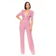 thumbnail image 1 of Deep V-neck Crochet Bodice Jumpsuit Mauve, 1 of 10