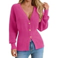 thumbnail image 1 of Deep V-neck Women Solid Button Down Slim Knit Cardigan Coat Sweater, 1 of 5