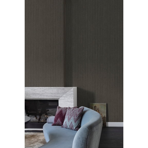 Deep Walnut Uneven Stripe Print Non Woven Non-Pasted Textured Wallpaper 57 Sq. Ft.