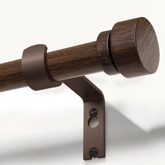 Deep Walnut Wood Grain Curtain Rod, Adjustable 72-144 Inch, 1" Diameter Heavy Duty Rod with Solid Finials for Indoor/Outdoor