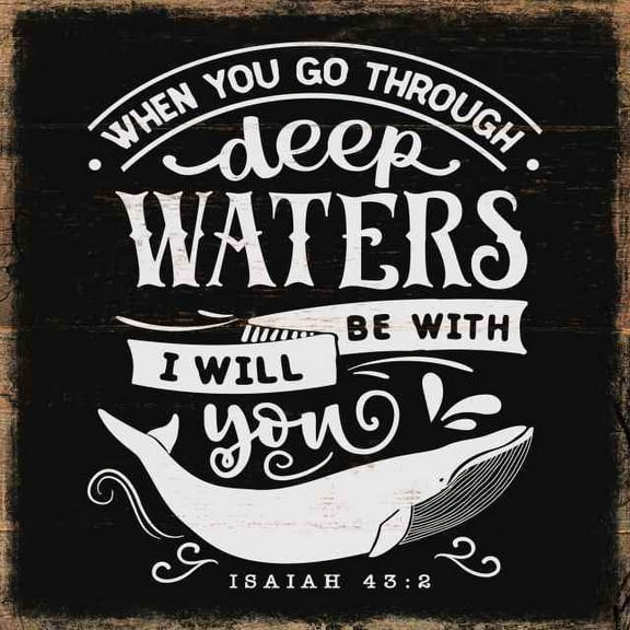 Deep Waters Scripture Rustic Looking Inspiration Faith Wood Sign Wall Décor 8 x 8 Wood Sign B3-08080061070