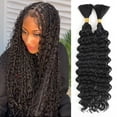 thumbnail image 1 of Deep Wave Bulk Braiding Hair for Boho Braids 18 Inch 2 Bundles 130g Curly Boho Hair for Braiding No Weft Wet and Wavy Hair Extensions, 1 of 3