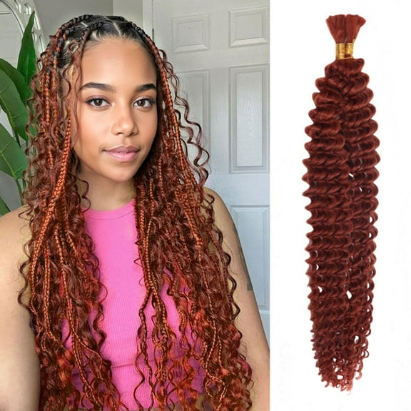Deep Wave Bulk Braiding Hair for Boho Braids 18 Inch 2 Bundles 130g Curly Boho Hair for Braiding No Weft Wet and Wavy Hair Extensions