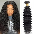 thumbnail image 1 of Deep Wave Bundles Human Hair 16 Inch Brazilian 100% Unprocessed Virgin Human Hair Double Weft Deep Curly Weave Natural Black, 1 of 5