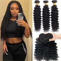 Deep Wave Bundles Human Hair 22 24 26 Inch Brazilian 100% Unprocessed Virgin Human Hair Double Weft Deep Curly Weave Natural Black