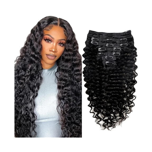 Deep Wave Clip In Hair Extensions Brazilian Remy 100% Human Hair 8pcs/Set 120g Natural Color