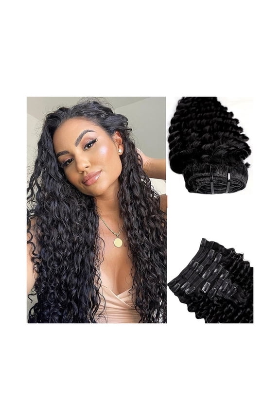 Deep Wave Clip ins Human Hair Extensions Cuticle Aligned Real Hair Curly Thick to Ends with 120g/set 18 Clips