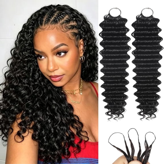 Deep Wave Crochet Human Hair Pre-separated 200g Invisible Miracle Knots Feather Crochet Human Hair Extensions 14 Inch 4Pcs