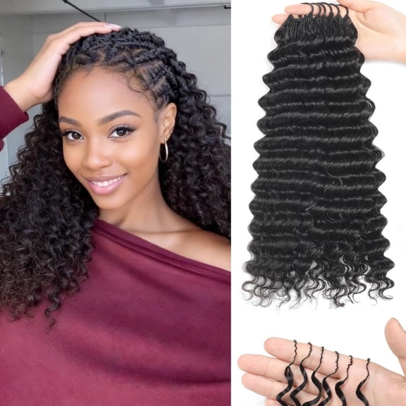 Deep Wave Crochet Human Hair Pre-separated 50g 50 Standards Invisible Miracle Knots Feather Crochet Human Hair Extensions 14 Inch 1Pcs