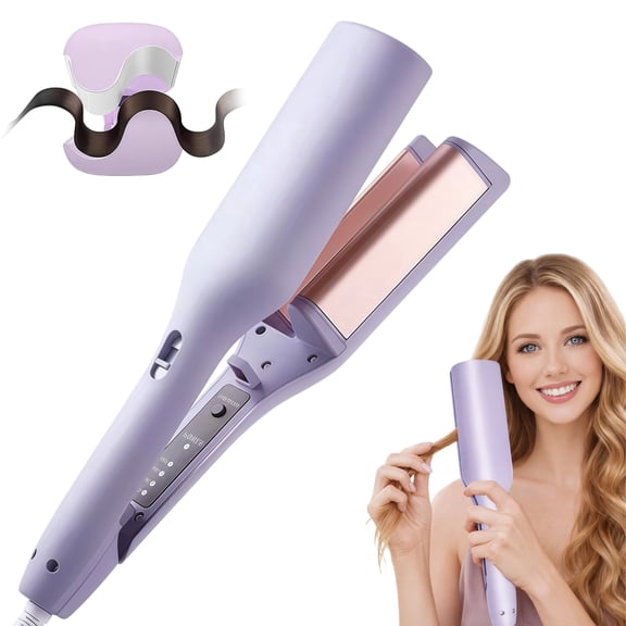 Deep Wave Curling Iron Hair Crimper, Ionic Hair Curler Tool with Ceramic, Fast Heating, 4 Temperature Settings for Waves Hair and Short Hair Women