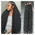 thumbnail image 1 of Deep Wave Human Hair Bundles, Bundle Curly 100% Human Hair Weave 3 4 Bundles Brazilian Natural Remy Hair Extensions, 1 of 6