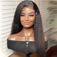thumbnail image 1 of Deep Wave Lace Front Wig, Human Hair, 180 Density, HD Full Lace Front Wig, Curly Human Hair Wig with Baby Hair for Women, 1 of 8
