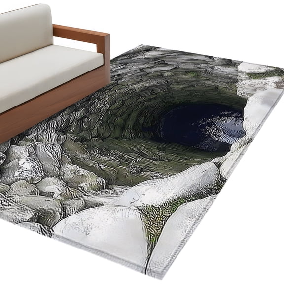 Deep Well Area Rug 4x6 Washable Rug Non Slip Cave Opening Rustic Mystical Natural Large Area Rug Indoor Floor Carpet for Entryway Bedroom Kitchen Living Room Home Office Dining Room Nursery